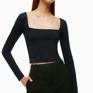 Aritzia Black Long Sleeve Square Neck Top